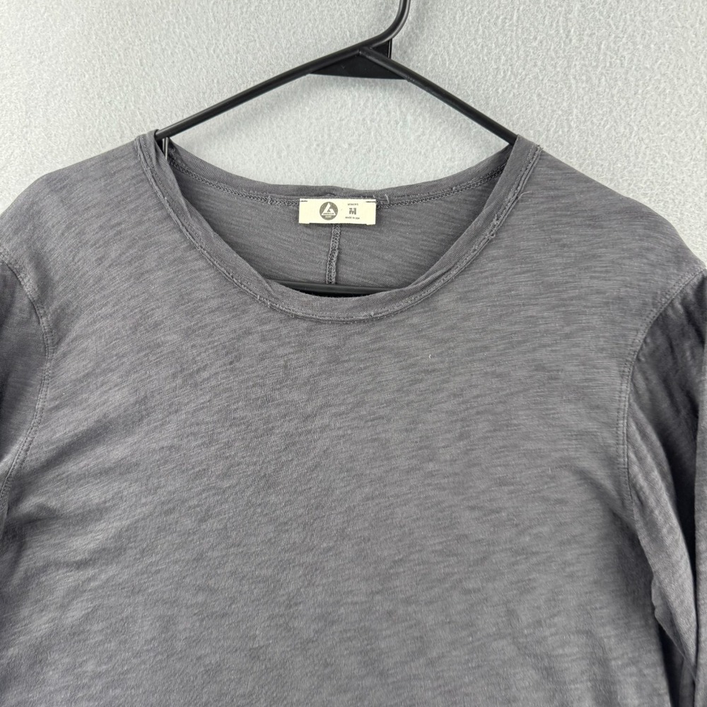 American Giant Shirt Womens Medium Gray Gauzy Cotton Long Sleeve Crew Tee USA - Picture 2 of 15